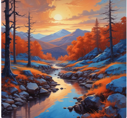 blue and orange color scenery 