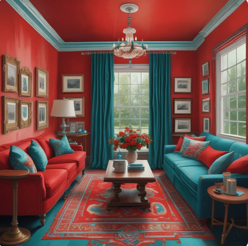 red and teal color combination 