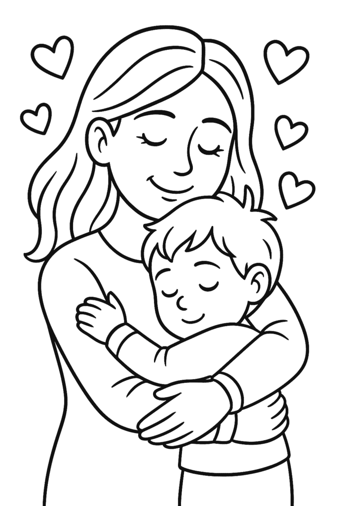 mom hugging her child