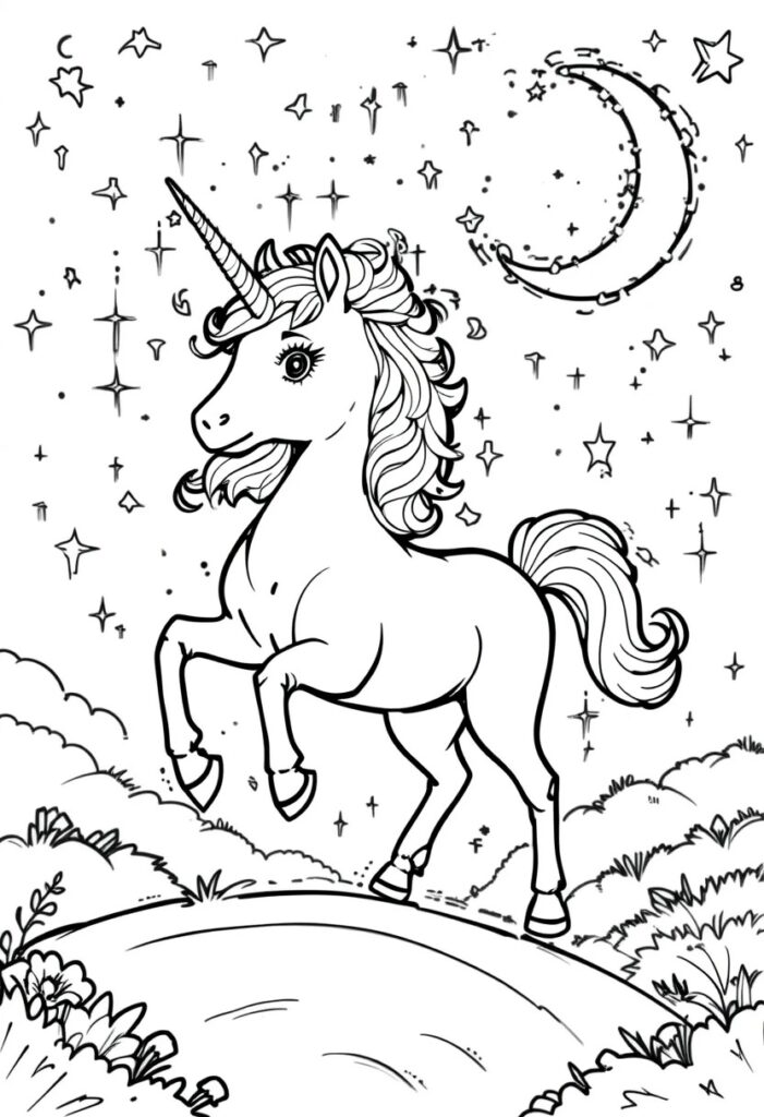 free unicorn coloring page