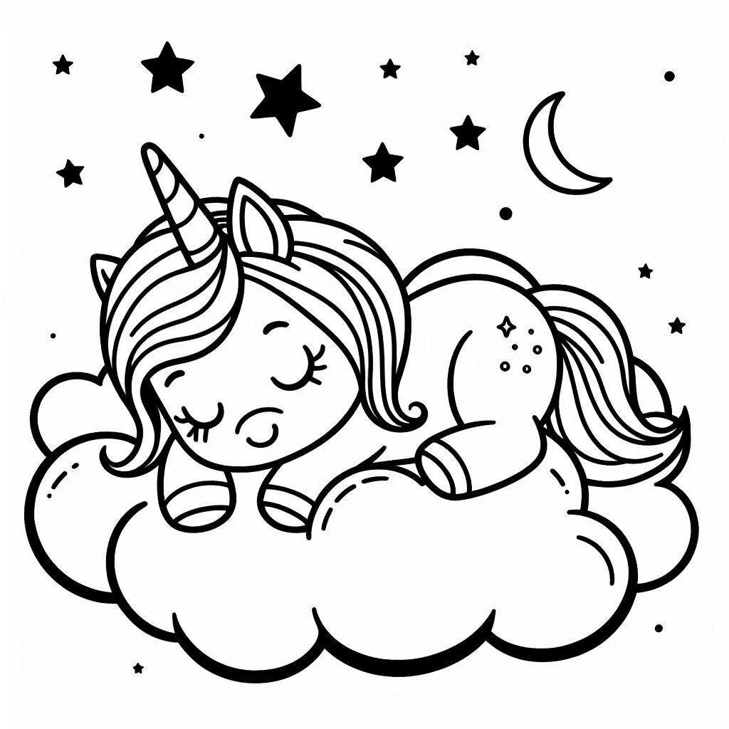 unicorn lying on cloud